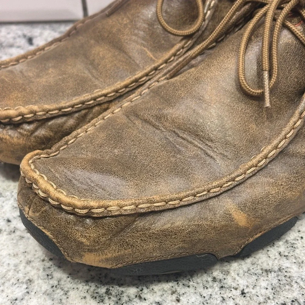 Twisted X Mens 13M Driving Mocs Distressed Brown‎ Leather Chukka Shoes MDM0003